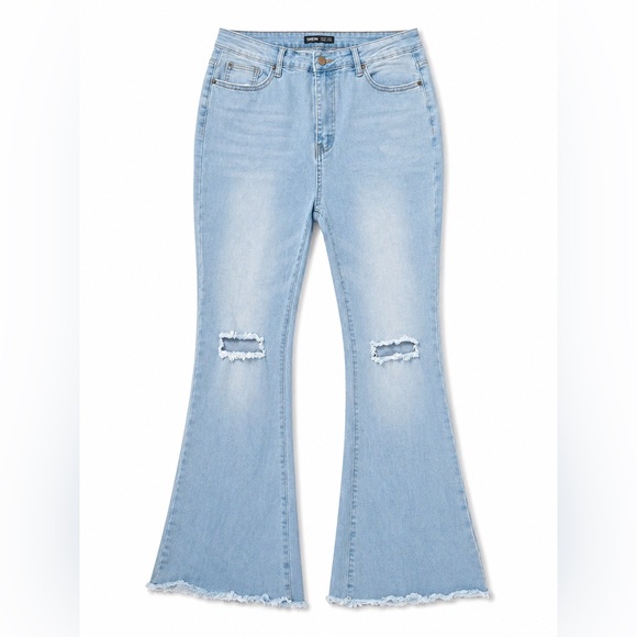 SHEIN Denim - SHEIN Light Wash Flare Jeans